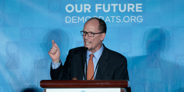 Democratic National Chair candidate, Tom Perez, addresses the audience as the Democratic National Committee holds an election to choose their next chairperson at their winter meeting in Atlanta, Georgia. February 25, 2017. REUTERS/Chris Berry