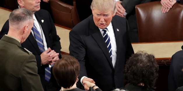 WASHINGTON, DC - FEBRUARY 28: U.S. President Donald Trump shakes hands with Supreme Court Justice Elena Kagan after a joint session of the U.S. Congress on February 28, 2017 in the House chamber of the U.S. Capitol in Washington, DC. Trump's first address to Congress focused on national security, tax and regulatory reform, the economy, and healthcare. (Photo by Chip Somodevilla/Getty Images)