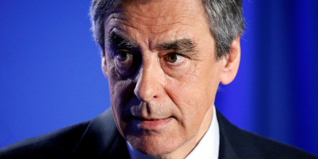 Francois Fillon, former French prime minister, member of the Republicans political party and 2017 presidential election candidate of the French centre-right, reacts as he makes a declaration to the media at his campaign headquarters in Paris, France, March 1, 2017. REUTERS/Charles Platiau