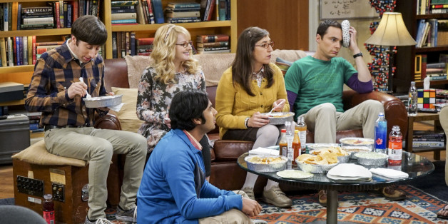LOS ANGELES - NOVEMBER 1: 'The Geology Elevation' -- Pictured: Howard Wolowitz (Simon Helberg), Bernadette (Melissa Rauch), Rajesh Koothrappali (Kunal Nayyar), Amy Farrah Fowler (Mayim Bialik) and Sheldon Cooper (Jim Parsons). When Bert (Brian Posehn), a Caltech geologist, wins the MacArthur Genius fellowship, Sheldon is overcome with jealousy. Also, Wolowitz finds an old remote control Stephen Hawking action figure he invented, on THE BIG BANG THEORY, Thursday, Nov. 17 (8:00-8:31 PM, ET/PT), on