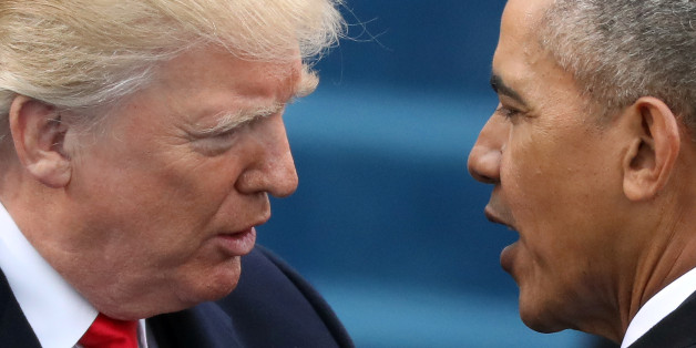 U.S. President Barack Obama (R) greets President-elect Donald Trump at inauguration ceremonies swearing in Trump as president on the West front of the U.S. Capitol in Washington, U.S., January 20, 2017. REUTERS/Carlos Barria