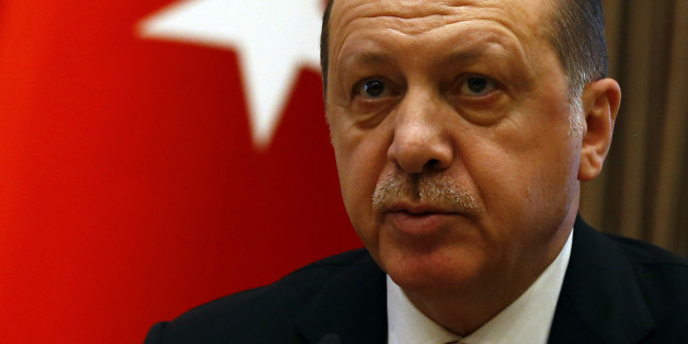 Turkish President Tayyip Erdogan speaks to media after his meeting with Britain's Prime Minister Theresa May at the Presidential Palace in Ankara, Turkey, January 28, 2017. REUTERS/Umit Bektas