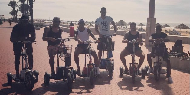 Lundi 5 mars 2017, les joueurs sur la corniche d'Agadir