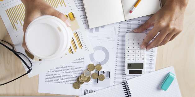 Overhead View Of Businesswoman Working At Office