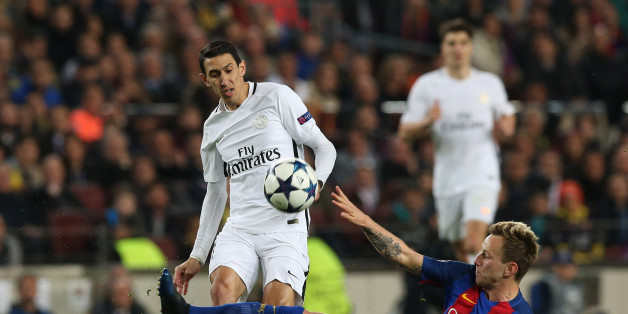 Football Soccer - Barcelona v Paris St Germain - UEFA Champions League Round of 16 Second Leg - The Nou Camp, Barcelona, Spain - 8/3/17 Barcelona's Ivan Rakitic in action with Paris Saint-Germain's Angel Di Maria Reuters / Albert Gea Livepic