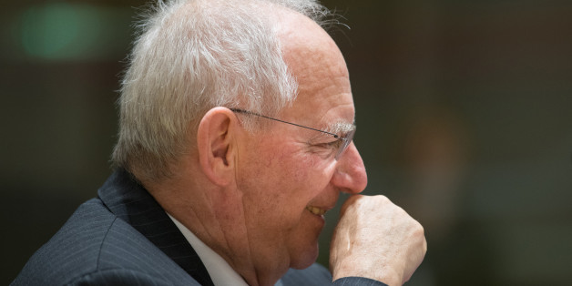 Wolfgang Schaeuble, Germany's finance minister, reacts ahead of an Ecofin meeting of European Union (EU) finance ministers in Brussels, Belgium, on Tuesday, Feb. 21, 2017. Euro-area finance ministers on Monday poured cold water on a quick disbursal of new aid payments, with Athens and its creditors agreeing to pick up discussions in the coming days. Photographer: Jasper Juinen/Bloomberg via Getty Images