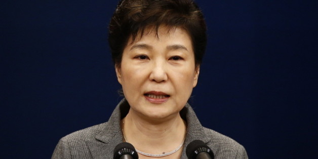 South Korean President Park Geun-Hye speaks during an address to the nation, at the presidential Blue House in Seoul on November 29, 2016. South Korea's scandal-hit President Park Geun-Hye said Tuesday she was willing to stand down early and would let parliament decide on her fate. / AFP / AFP AND POOL / JEON HEON-KYUN (Photo credit should read JEON HEON-KYUN/AFP/Getty Images)