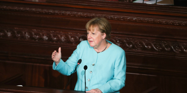 German Chancellor Angela Merkel delivers a speech at the Assembly of People's Representatives during her visit to Tunis, Tunisia, March 3, 2017. REUTERS/Zoubeir Souissi