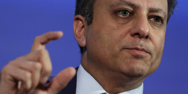 US Attorney Southern District of New York Preet Bharara speaks at the Wall Street Journal CEO council annual meeting in Washington on November 15, 2016. / AFP / YURI GRIPAS (Photo credit should read YURI GRIPAS/AFP/Getty Images)