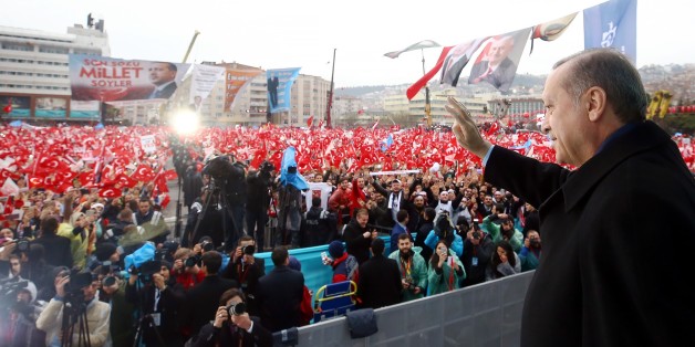 Der türkische Präsident Recep Tayyip Erdogan bei eine rWahlkampfveranstaltung