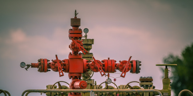 Vintage style Well head of a gas field station in the Netherlands