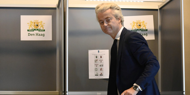 Dutch far-right politician Geert Wilders of the PVV party votes in the general election in The Hague, Netherlands, March 15, 2017. REUTERS/Dylan Martinez