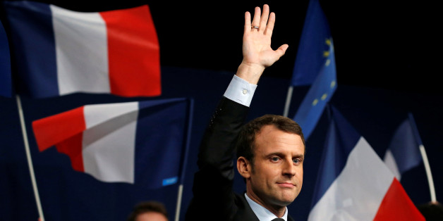 Emmanuel Macron während eines Wahlkampfs von "En marche!"
