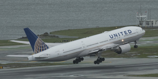 A United Airlines Boeing 777 takes off at San Francisco International Airport's runway 10L. (Photo by Yichuan Cao/NurPhoto via Getty Images)