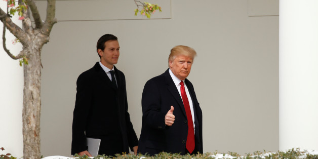 U.S. President Donald Trump gives a thumbs-up as he and White House Senior Advisor Jared Kushner depart the White House in Washington, U.S., March 15, 2017. REUTERS/Kevin Lamarque