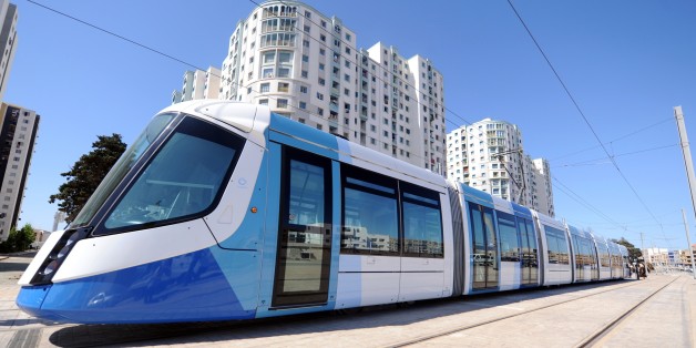 The new tramcar is pictured on May 8, 2011 in Algiers. After a two-year delay, the new tramway service opened, starting with a 7.2 km section running between Bordj El Kiffan and Bab-Ezzouar, serving residents in the densely populated eastern part of the city. AFP PHOTO / FAROUK BATICHE (Photo credit should read FAROUK BATICHE/AFP/Getty Images)