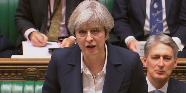 Britain's Prime Minister Theresa May speaks in Parliament as she announces that she has sent the letter to trigger the process of leaving the European Union in London, March 29, 2017. Parliament TV handout via REUTERS FOR EDITORIAL USE ONLY. NOT FOR SALE FOR MARKETING OR ADVERTISING CAMPAIGNSTHIS IMAGE HAS BEEN SUPPLIED BY A THIRD PARTY.