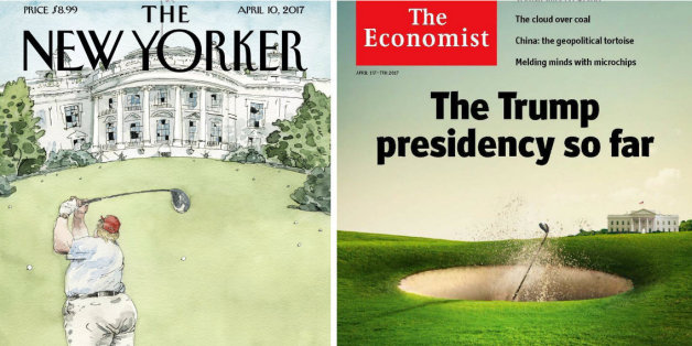 Ces magazines transforment Trump en golfeur pour résumer ses premiers mois au pouvoir