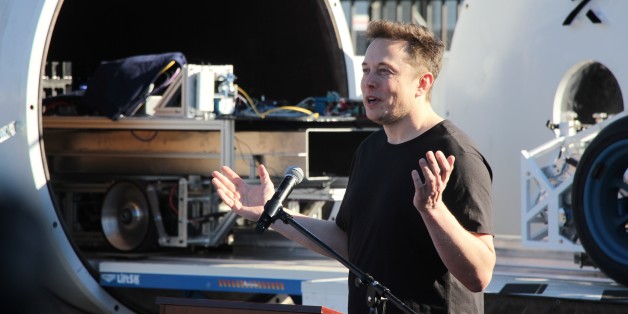 WATERLOO, ON - FEB. 17:WATERLOO, ON - FEB. 17:Elon Musk speaks at the Hyperloop pod competition on January 29, 2017. To accelerate the development of a functional Hyperloop prototype, a high speed transportation system that Musk proposed in 2013, SpaceX staged a student pod competition. (Kate Allen/Toronto Star via Getty Images)