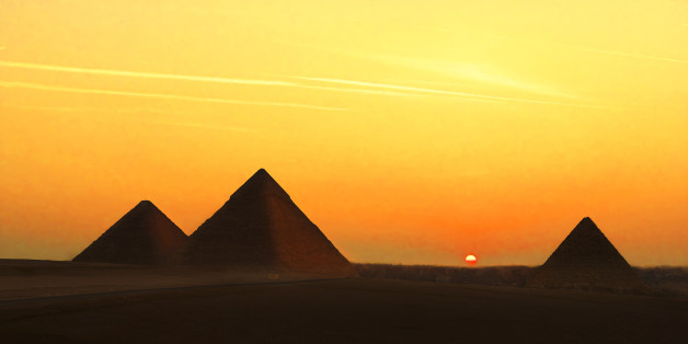The Pyramids of Giza, Egypt were built about 2,600 B.C.Massive tombs of Egyptian pharaohs, the pyramids are the only ancient wonders still standing today.