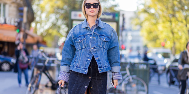 PARIS, FRANCE - OCTOBER 03: Pernille Teisbaek wearing a denim jacket and Chanel bag outside Hermes on October 3, 2016 in Paris, France. (Photo by Christian Vierig/Getty Images)
