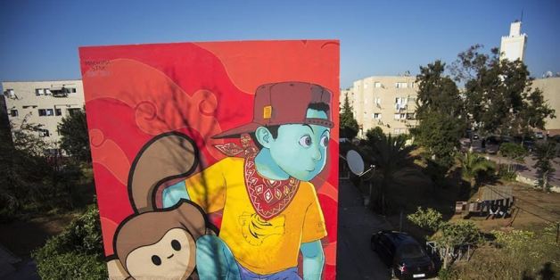 Une fresque signée Machima (Maroc), réalisée en 2016 dans le cadre du festival Jidar.