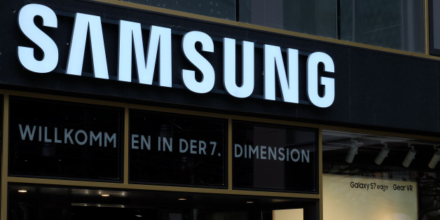 Frankfurt, Germany â March 30th, 2016: Samsung shop on the Zeil Street. Includes the Samsung logo and a window display. Samsung is a world famous electronic appliances brand.