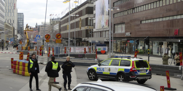 Police officers guard at the downtown in Stockholm, Sweden, April 7, 2017. REUTERS/Magnus Strom