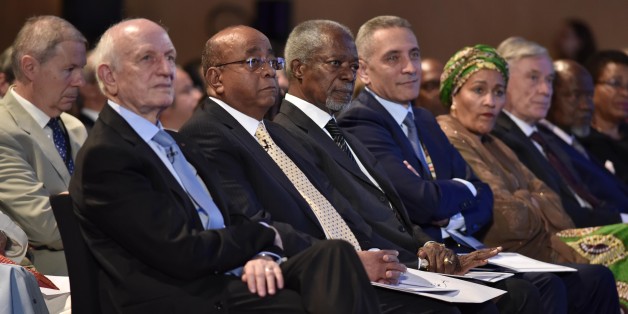 Le conseiller du roi André Azoulay, le milliardaire Mo Ibrahim, l'ancien SG de l'ONU Kofi Annan, le ministre de l'Industrie Moulay Hafid Elalamy, la Secrétaire générale adjointe de l'ONU Amina J. Mohammed et l'ancien président allemand Horst Köhler