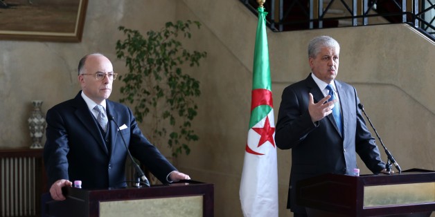 French Prime Minister Bernard Cazeneuve (L) speaks after a meeting with his Algerian counterpart Abdelmalek Sellal in the capital Algiers on April 6, 2017. Cazeneuve began a visit to Algeria on April 5, 2017 focused on strengthening economic-industrial partnerships and fighting terrorism. (Photo by Billal Bensalem/NurPhoto via Getty Images)