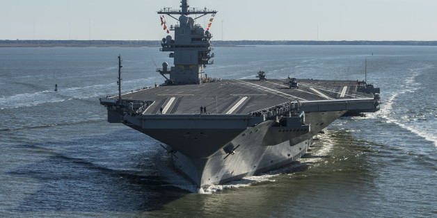 NEWPORT NEWS, VA - APRIL 8: In this handout photo provided by the U.S. Navy, the future USS Gerald R. Ford (CVN 78) is seen underway on its own power for the first time on April 8, 2017 in Newport News, Virginia. The first-of-class ship -- the first new U.S. aircraft carrier design in 40 years -- will spend several days conducting builder's sea trials, a comprehensive test of many of the ship's key systems and technologies. (Photo by Mass Communication Specialist 2nd Class Ridge Leoni/U.S. Navy via Getty Images)