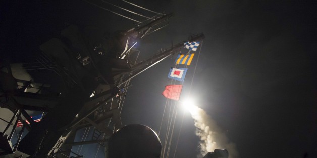 MEDITERRANEAN SEA - APRIL 07: (----EDITORIAL USE ONLY MANDATORY CREDIT - 'ROBERT S. PRICE/U.S. NAVY / HANDOUT' - NO MARKETING NO ADVERTISING CAMPAIGNS - DISTRIBUTED AS A SERVICE TO CLIENTS----) USS Ross (DDG 71) fires a tomahawk land attack missile April 7, 2017. The U.S. on Thursday fired 59 Tomahawk missiles at a Syrian military airbase American officials believe was used to carry out a deadly suspected chemical attack, the Pentagon confirmed. The Pentagon said initial indications are that th