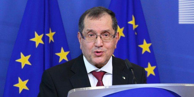 BRUSSELS, BELGIUM - APRIL 11: Algerian Energy Minister Noureddine Bouterfa delivers a speech during a joint press conference with EU Commissioner for Energy and Climate Action, Miguel Arias Canete (not seen) after their meeting in Brussels, Belgium on April 11, 2017. (Photo by Dursun Aydemir/Anadolu Agency/Getty Images)