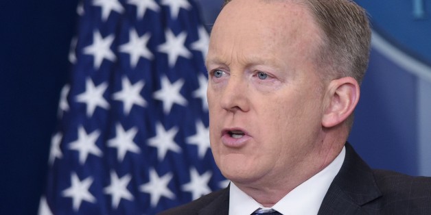 White House Press Secretary Sean Spicer speaks in the Brady Briefing Room of the White House on April 10, 2017 in Washington, DC. / AFP PHOTO / Mandel Ngan (Photo credit should read MANDEL NGAN/AFP/Getty Images)
