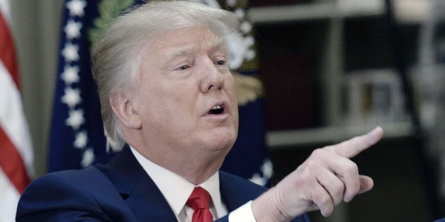 WASHINGTON, DC - APRIL 11: US President Donald Trump speaks during a strategic and policy discussion with CEOs in the State Department Library in the Eisenhower Executive Office Building (EEOB) on April 11, 2017 in Washington, DC. (Photo by Olivier Douliery-Pool/Getty Images)