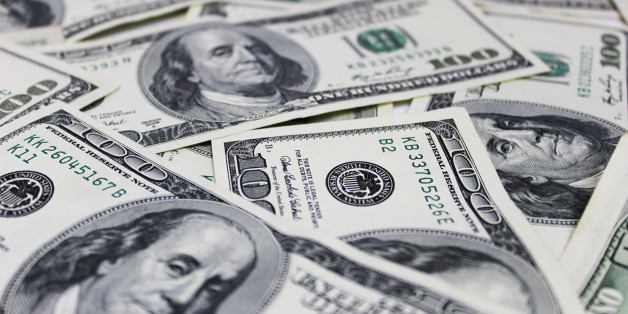 Hundred dollar bills money pile background