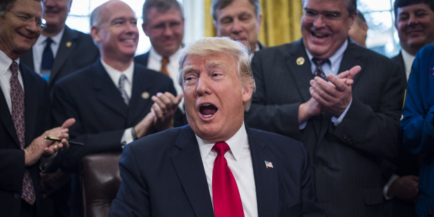 WASHINGTON, DC - MARCH 21: President Donald Trump speaks after signing a bill to increase NASA's budget to $19.5 billion and directs the agency to focus human exploration of deep space and Mars in the Oval Office of the White House in Washington, DC on Tuesday, March. 21, 2017. (Photo by Jabin Botsford/The Washington Post via Getty Images)