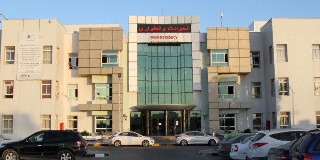 A general view taken on August 17, 2016, shows the accident and emergency entrance of the Central Hospital in Misrata where some pro-government fighters loyal to the Government of National Accord (GNA) injured in battles against Islamic State (IS) group jihadists in the eastern city of Sirte, are taken for treatment. Lack of capacity at the main hospital in Misrata treating Libyan pro-government fighters wounded in the battle to oust Islamic State from Sirte is prolonging the fighting, say medic