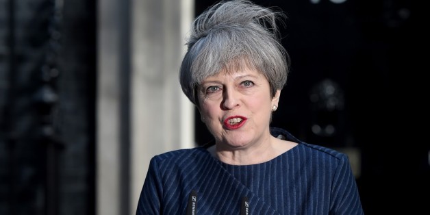 LONDON, ENGLAND - APRIL 18: British Prime Minister Theresa May makes a statement to the nation in Downing Street on April 18, 2017 in London, United Kingdom. The Prime Minister has called a general election for the United Kingdom to be held on June 8, the last election was held in 2015 with a Conservative party majority win. (Photo by Kate Green/Anadolu Agency/Getty Images)