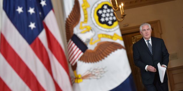 US Secretary of State Rex Tillerson arrives in the Treaty Room to deliver remarks on Iran at the State Department in Washington, DC on April 19, 2017.US President Donald Trump's administration has launched a review of the Iran nuclear deal, officials said April 18, branding it a 'failed approach' to the threat posed by the Tehran regime. / AFP PHOTO / MANDEL NGAN (Photo credit should read MANDEL NGAN/AFP/Getty Images)