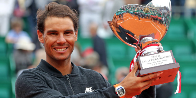Tennis - Monte Carlo Masters - Monaco - 23/04/17 - Rafael Nadal of Spain poses with his trophy after winning his final tennis match against his compatriot Albert Ramos-Vinolas at the Monte Carlo Masters. REUTERS/Eric Gaillard