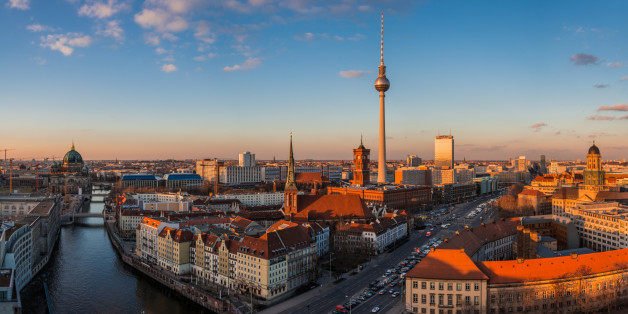 Panorama of Berliner Skyline at sunset