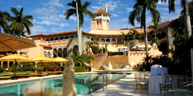 View (looking east) towards the pool and spa of the Mar-a-Lago estate, Palm Beach, Florida, February 13, 2017. (Photo by Davidoff Studios/Getty Images)