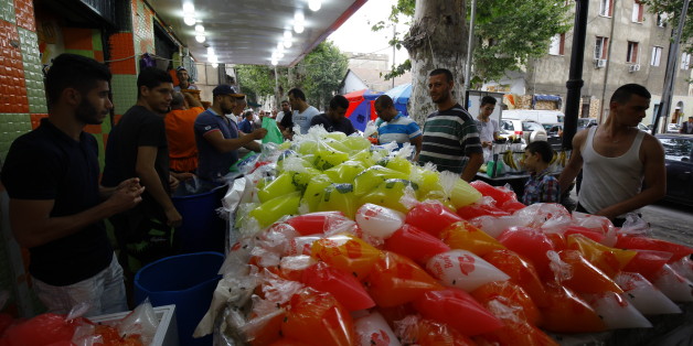 artisanal preparation of Cherbet, kind of lemonade very popular with Algerians during Ramadan. Here preparation and sale in a souk. Boufarik (Algeria) on 6/11/2016 (Photo by Billal Bensalem/NurPhoto via Getty Images)