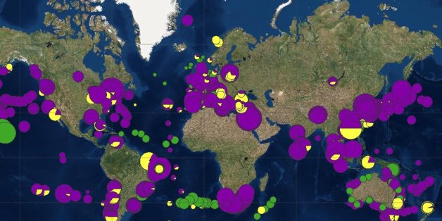 Auf dem Online-Portal "Litterbase" wird mit grafischen Karten die Müllverschmutzung im Meer sichtbar