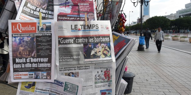 Tunisian daily newspapers and magazines are displayed at a shop on May 03, 2008 in Tunis, the international day for Press. Reporters Without Borders (RSF) media rights group., said 'Freedom of expression remains a utopia in Tunisia. All the press does is glorify the work of President Zine El Abidine Ben Ali, and independent journalists and their families are the victims of constant harrassment,' .AFP PHOTO FETHI BELAID. (Photo credit should read FETHI BELAID/AFP/Getty Images)