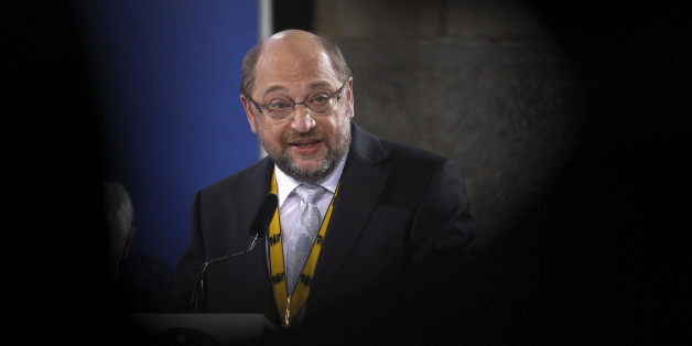European Parliament President Martin Schulz delivers a speech after receiving the Charlemagne Prize 2015 in Aachen, Germany May 14, 2015. Schulz was awarded with the "Karlspreis" for merits that he has contributed towards steadily stabilizing the euro currency union and to overall European unity. REUTERS/Ina Fassbender