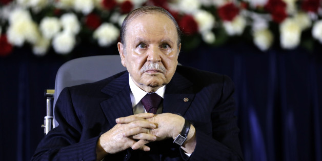 President Abdelaziz Bouteflika looks on during a swearing-in ceremony in Algiers April 28, 2014. Bouteflika was sworn in for a fourth term on Monday after easily winning an election opponents dismissed as fraudulent to re-appoint the ailing independence veteran after 15 years in power. REUTERS/Louafi Larbi (ALGERIA - Tags: POLITICS ELECTIONS)