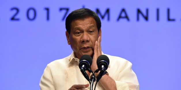 Philippines' President Rodrigo Duterte speaks during a press conference at the end of Association of Souteast Asian Nations (ASEAN) leaders' summit in Manila on April 29, 2017.
Duterte warned Southeast Asian leaders on April 29 they were facing a 'massive' illegal drug menace that could destroy their societies, as he called for a united response. / AFP PHOTO / Ted ALJIBE (Photo credit should read TED ALJIBE/AFP/Getty Images)