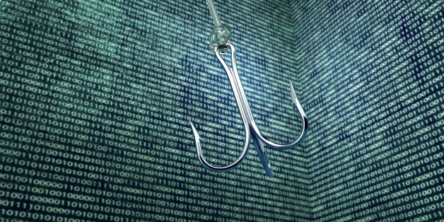 phising digital safety concept fishing hook in digital enviroment, 3d illustration